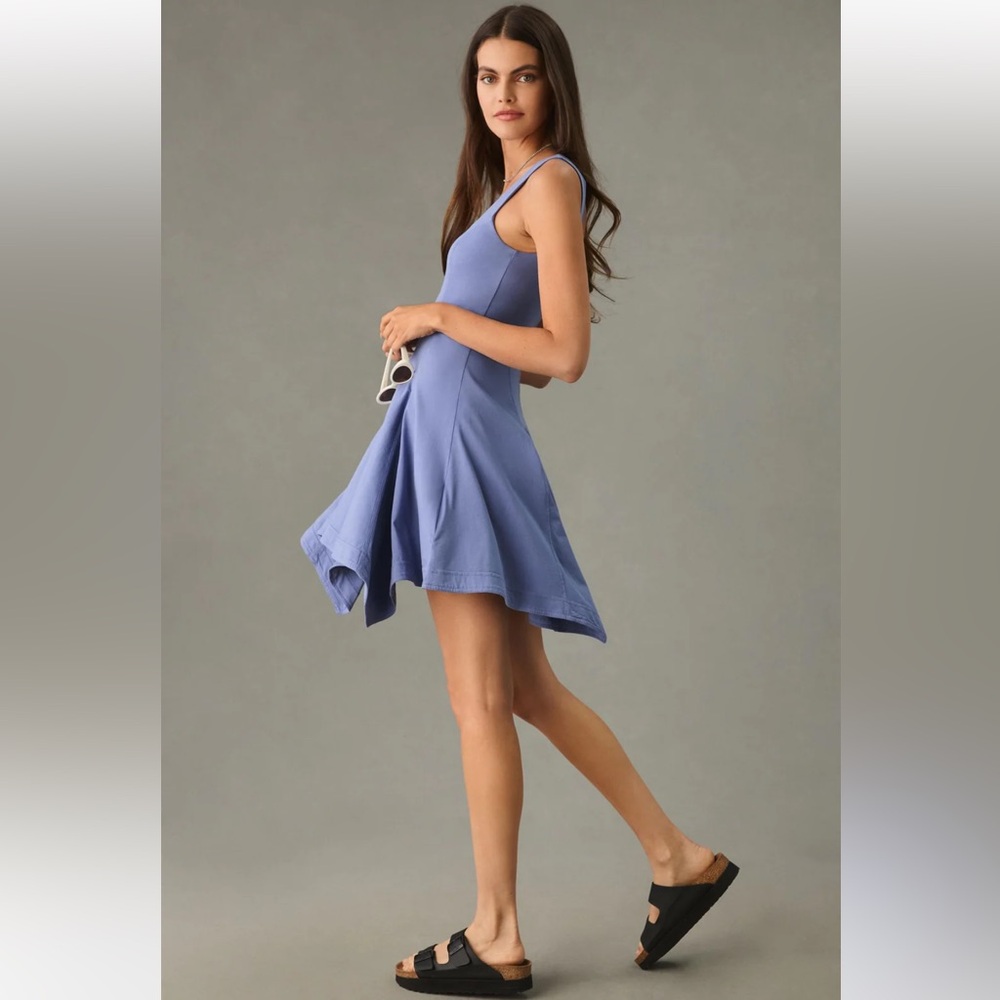 H21 Daily Practice by Anthropologie Handkerchief-Hem Mini Dress Wedgewood Blue
